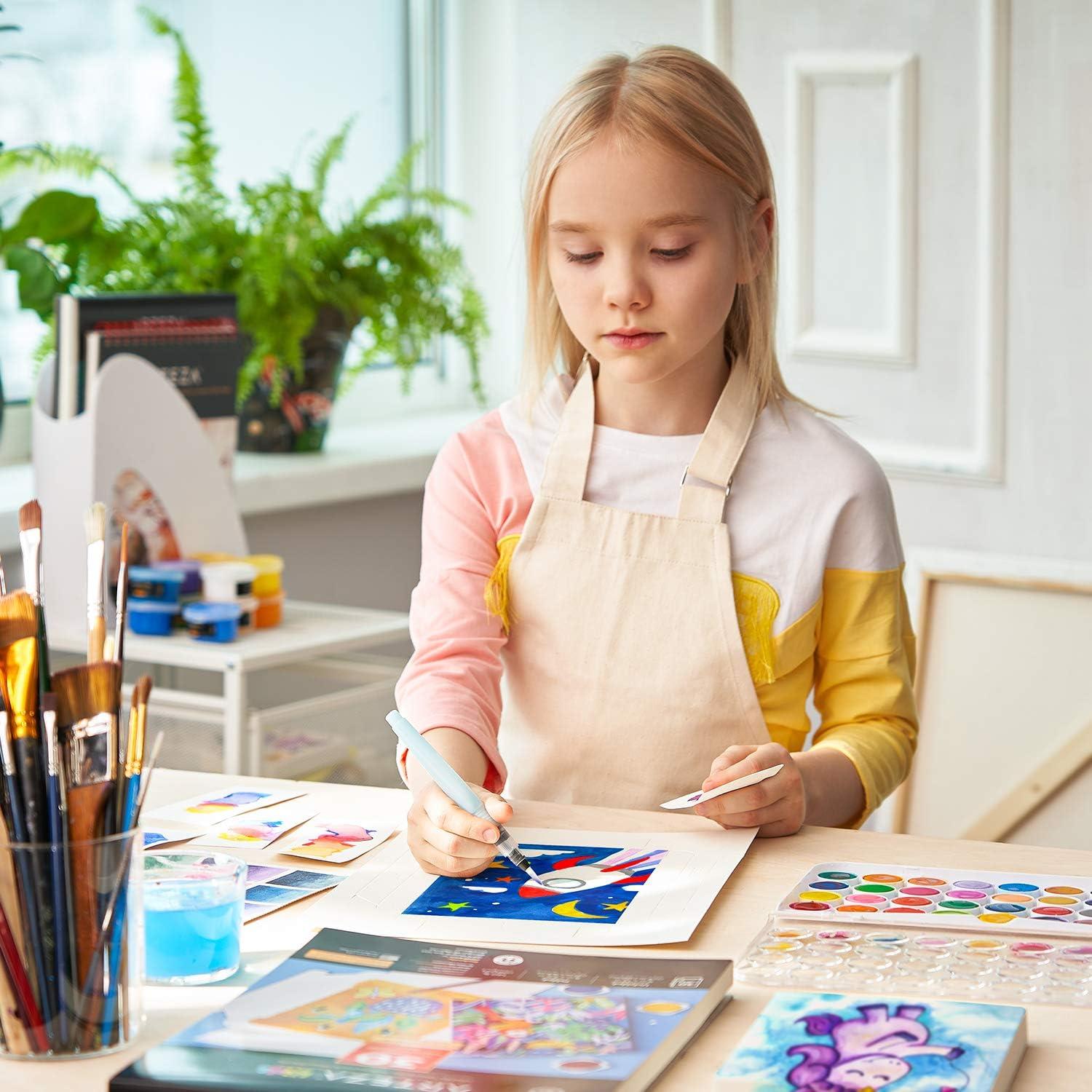 imageArteza Kids Watercolor Painting Art Set Watercolor Paint 36 and Foldable Canvas Paper Bundle DIY Painting Kit Art Supplies for Kids and Adults5x66 Inches Kids Bundle