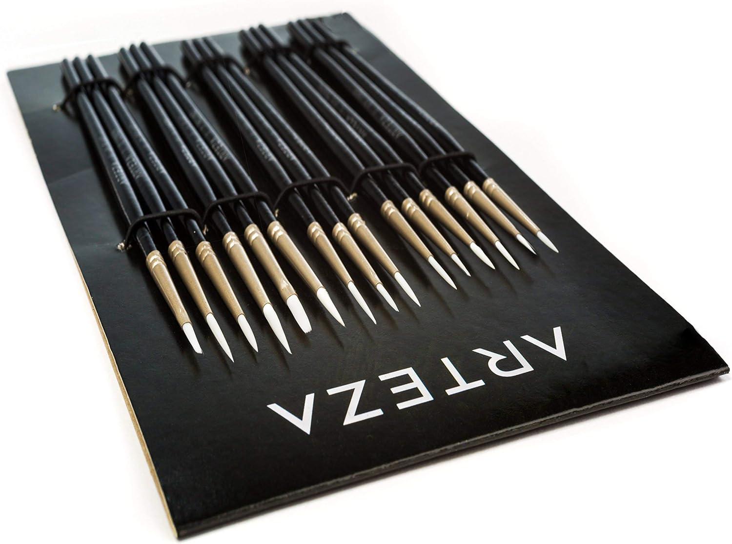 imageArteza Paint Brushes Set of 12 and Detail Paint Brushes Set of 15 Painting Art Supplies for Artist Hobby Painters amp Beginners