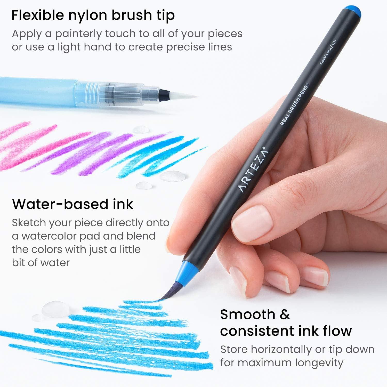 imageArteza Watercolor Painting Art Set Real Brush Pens 24 and Foldable Canvas Paper Bundle DIY Kit Art Supplies for Artists amp Hobby Painters