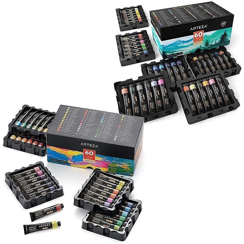 imageARTEZA Acrylic Paint Set and Watercolor Paint Set Bundle Painting Art Supplies for Artist Hobby Painters amp Beginners