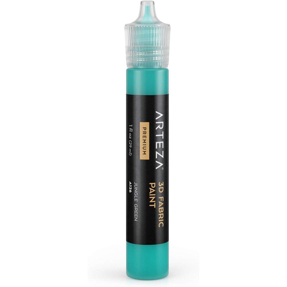 imageArteza 3D Fabric Paint Jungle Green A126 1oz Tube Washer amp Dryer Safe Textile Paint for Clothing Accessories Ceramic Glass amp DIY Projects