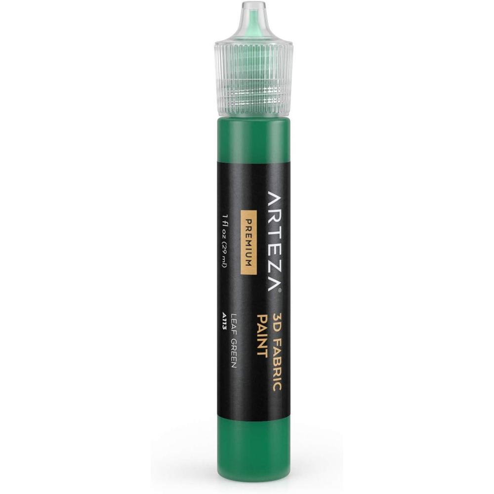 imageArteza 3D Fabric Paint Leaf Green A113 1oz Tube Washer amp Dryer Safe Textile Paint for Clothing Accessories Ceramic Glass amp DIY Projects