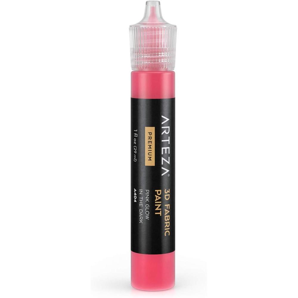imageArteza 3D Fabric Paint Pink Glow in the Dark A404 1oz Tube Washer amp Dryer Safe Textile Paint for Clothing Accessories Ceramic Glass amp DIY Projects Description of the issue its correct