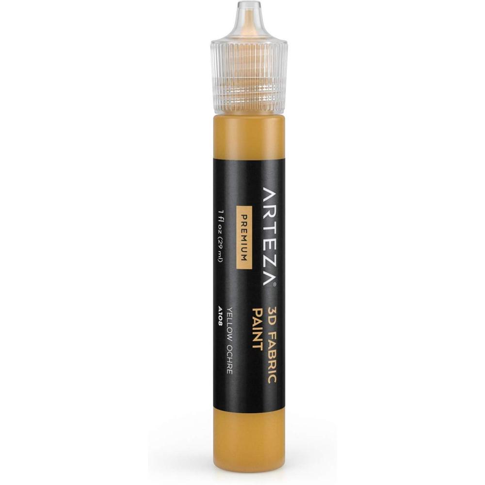 imageArteza 3D Fabric Paint Yellow Ochre A108 1oz Tube Washer amp Dryer Safe Textile Paint for Clothing Accessories Ceramic Glass amp DIY Projects