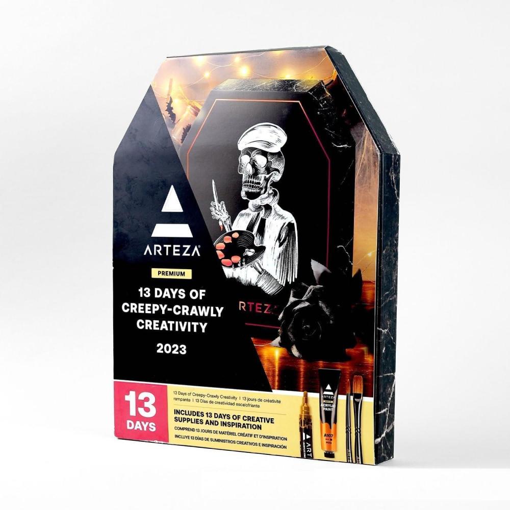 imageArteza Advent Calendar 2023 Fine Art 12 Days Art Supplies Holiday Gift for Adults Includes Acrylic Gouache amp Watercolor Paints Art Chrome Markers Canvas Boards Paint Brushes and Modeling Paste13 Day Halloween