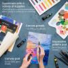 Arteza Acrylic Art Set, Includes Tabletop Easel, 12 Acrylic Paint Tubes, Palette Paper, 10 Paintbrushes, Canvas Pads & Canvas Panels, Art Supplies for Beginners and Professional Artists(Art Set with Easel)