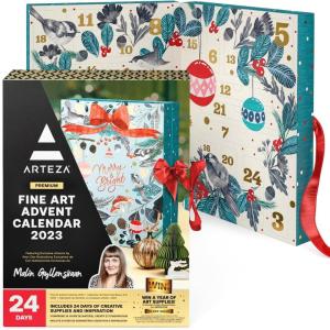 Arteza Advent Calendar 2023 (Fine Art, 12 Days) Art Supplies Holiday Gift for Adults, Includes Acrylic, Gouache & Watercolor Paints, Art Chrome Markers, Canvas Boards, Paint Brushes and Modeling Paste(24 Day Fine Art)