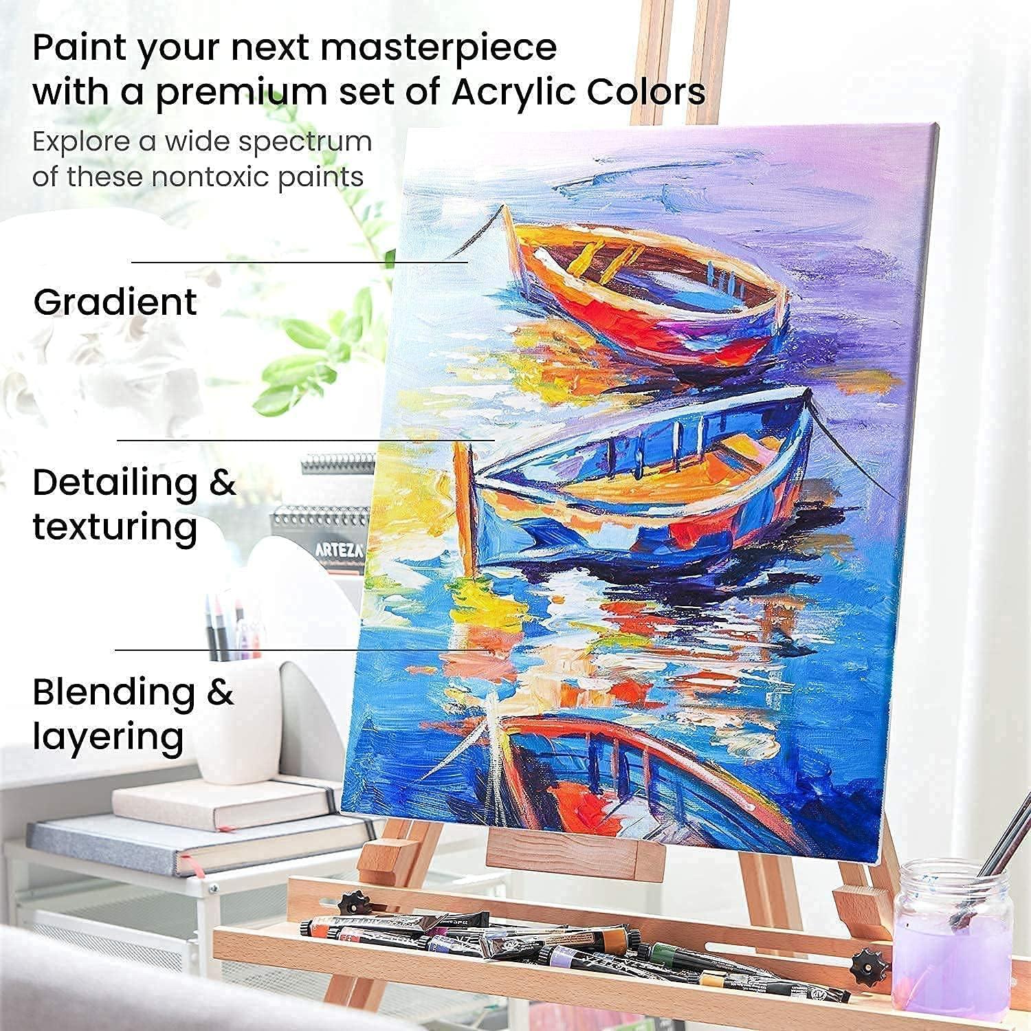 imageARTEZA Iridescent Acrylic Paint Set of 10 and Acrylic Paint Set of 60 Bundle Painting Art Supplies for Artist Hobby Painters amp Beginners
