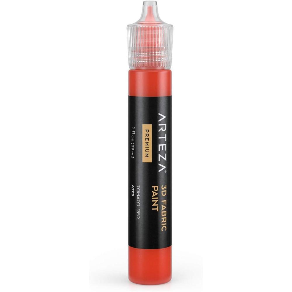 imageArteza 3D Fabric Paint Tomato Red A123 1oz Tube Washer amp Dryer Safe Textile Paint for Clothing Accessories Ceramic Glass amp DIY Projects