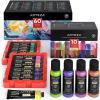 ARTEZA Iridescent Acrylic Paint Set of 10 and Acrylic Paint Set of 60 Bundle, Painting Art Supplies for Artist, Hobby Painters & Beginners