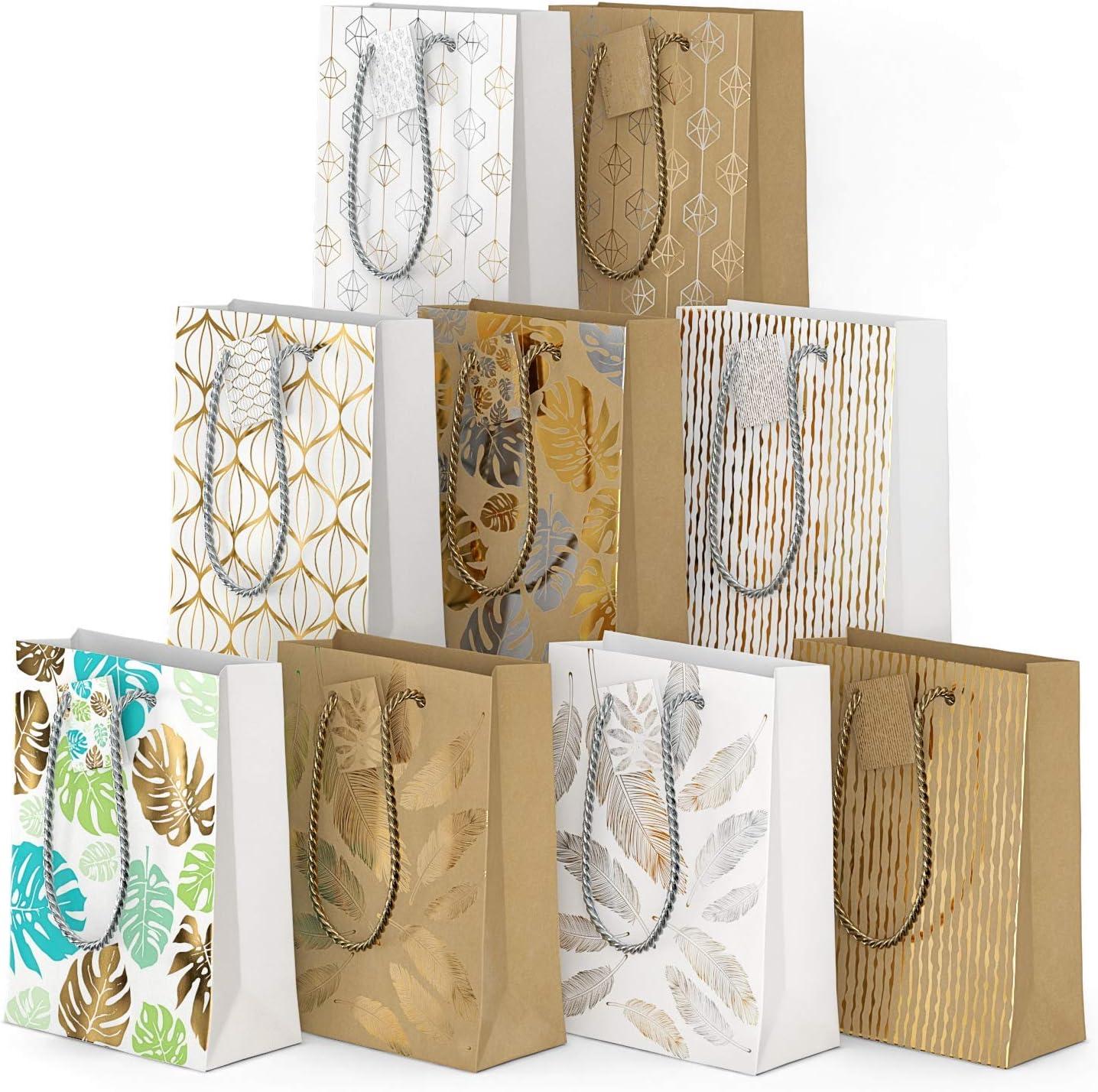 imageArteza Gift Bags 95x7x34 Set of 15 Bags 5 White Designs 3 Pieces in Each Style Perfect for Any Holiday Occasion Graduations Birthday Parties and More9 Mixed Designs 2 Pcs Each Design