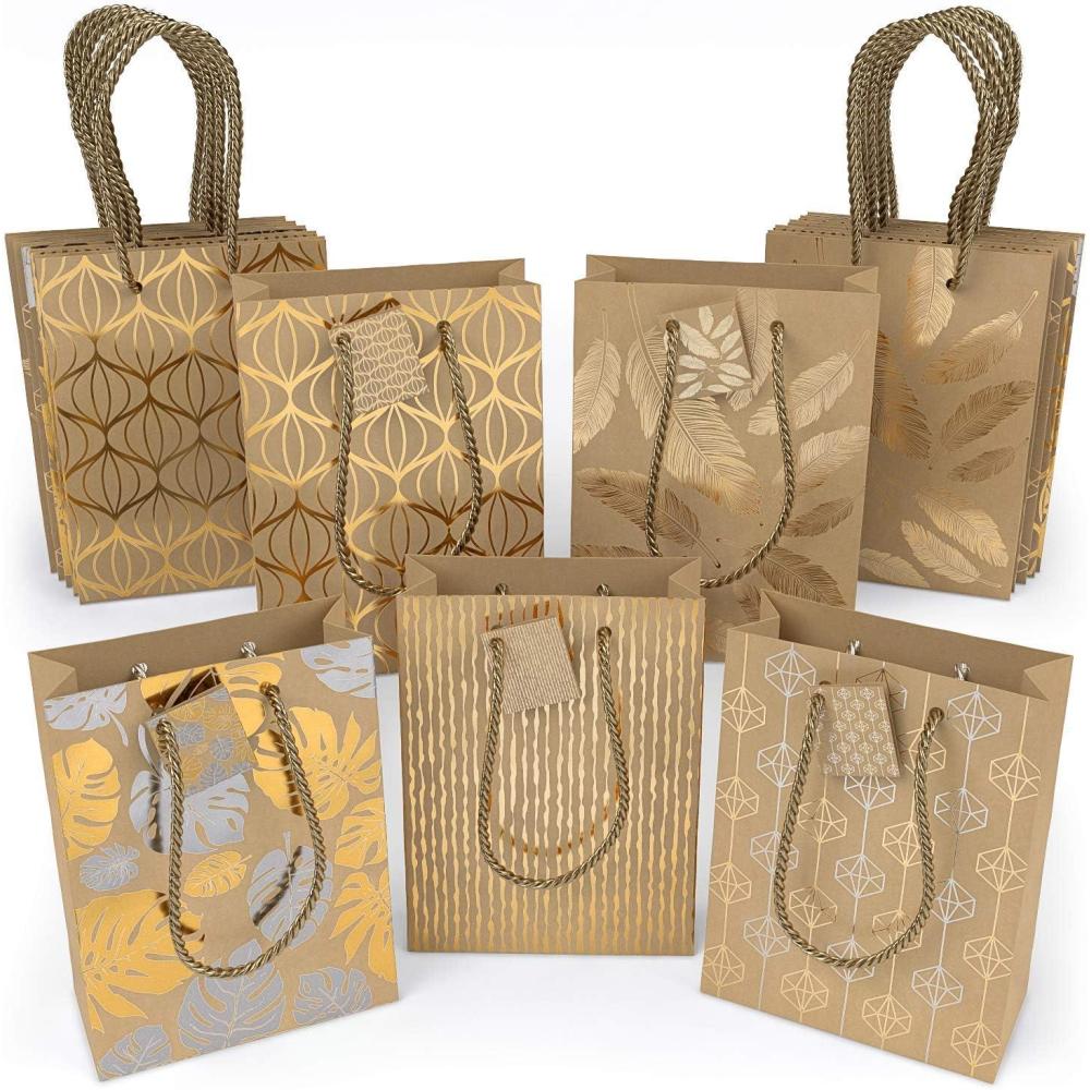 imageArteza Gift Bags 95x7x34 Set of 15 Bags 5 White Designs 3 Pieces in Each Style Perfect for Any Holiday Occasion Graduations Birthday Parties and More3 of Each Design