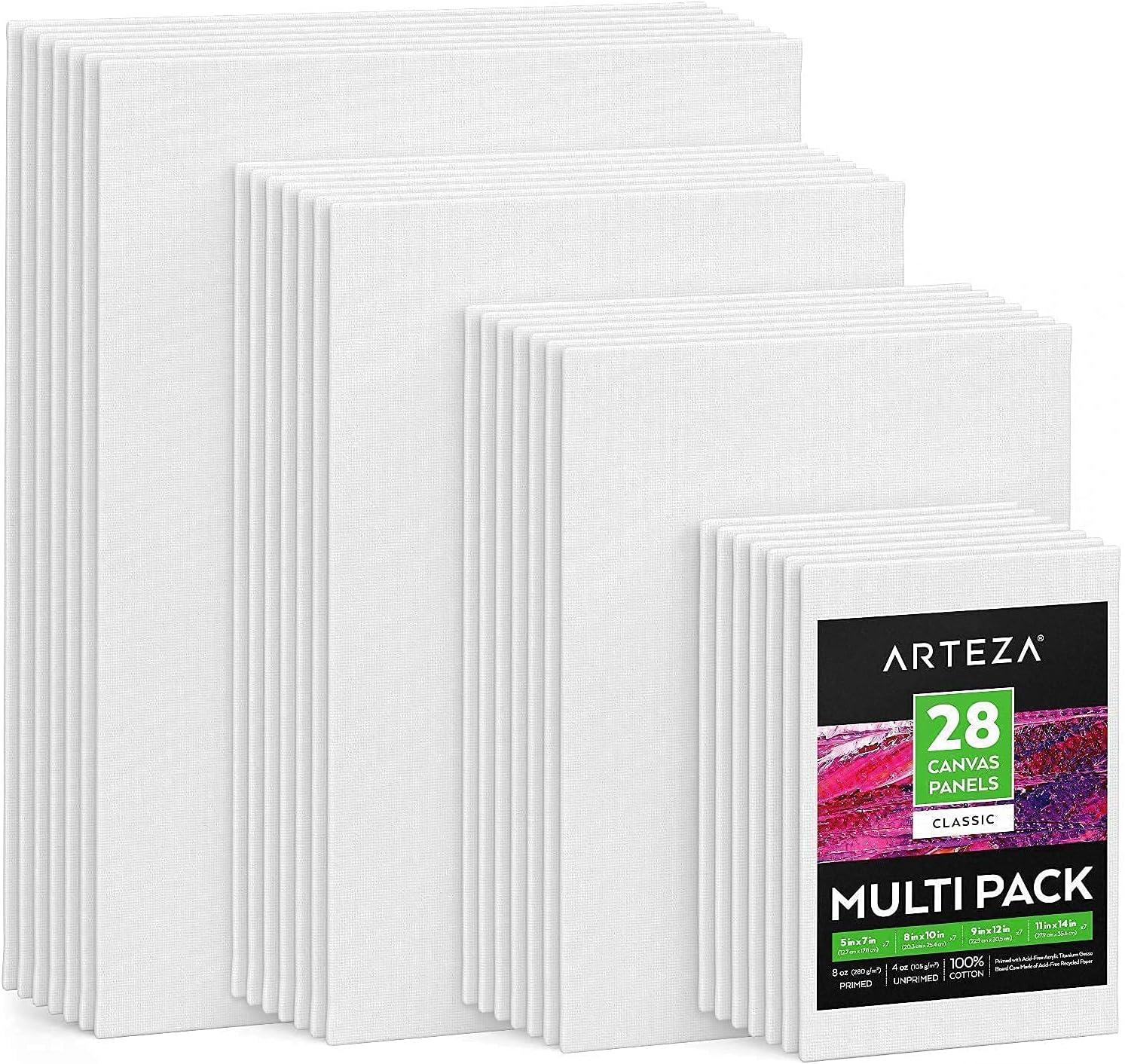 imageARTEZA Gouache Colors and Canvas Panels multipack Bundle Painting Art Supplies for Artist Hobby Painters amp Beginners