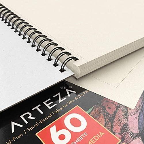 imageARTEZA Gouache Paint Set of 60 Colors with 11x14 Mixed Media Sketch Book 2 Pack Painting Art Supplies for Artist Hobby Painters amp Beginners