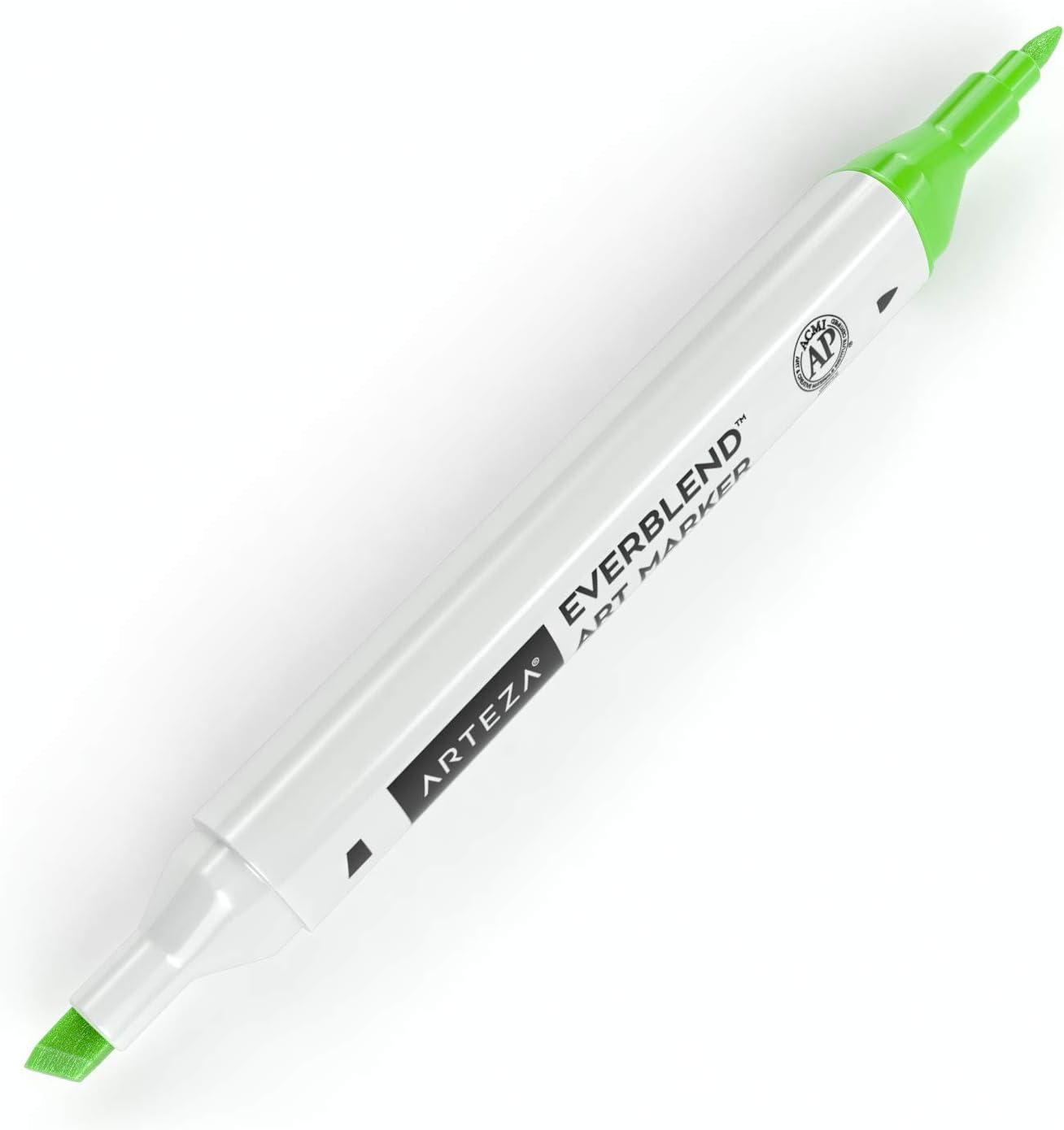 imageArteza EverBlend Art Markers Fluorescent Coral A302 Set of 4 Alcohol Based Sketch Markers with Dual Tips Fine and Broad Chisel for Painting Coloring Sketching and DrawingSpring Green A5947 Set of 4