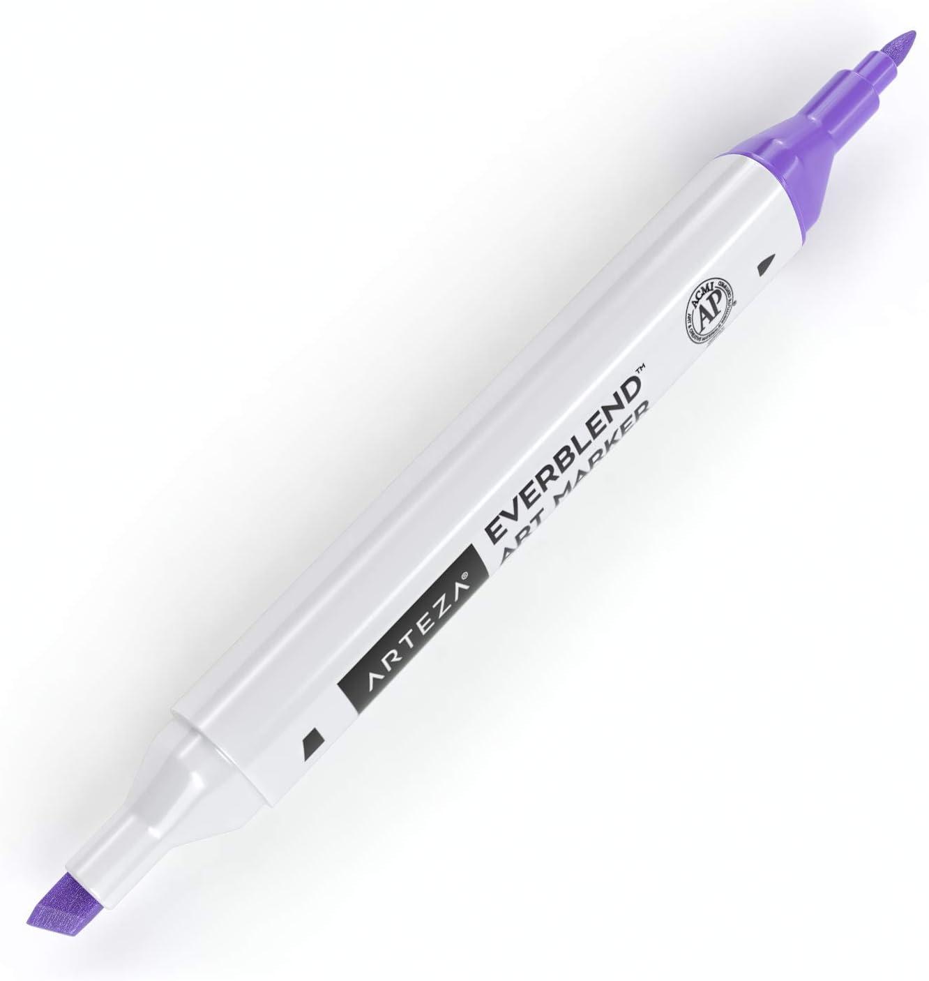 imageArteza EverBlend Art Markers Fluorescent Coral A302 Set of 4 Alcohol Based Sketch Markers with Dual Tips Fine and Broad Chisel for Painting Coloring Sketching and DrawingWisteria Purple A883 Set of 4