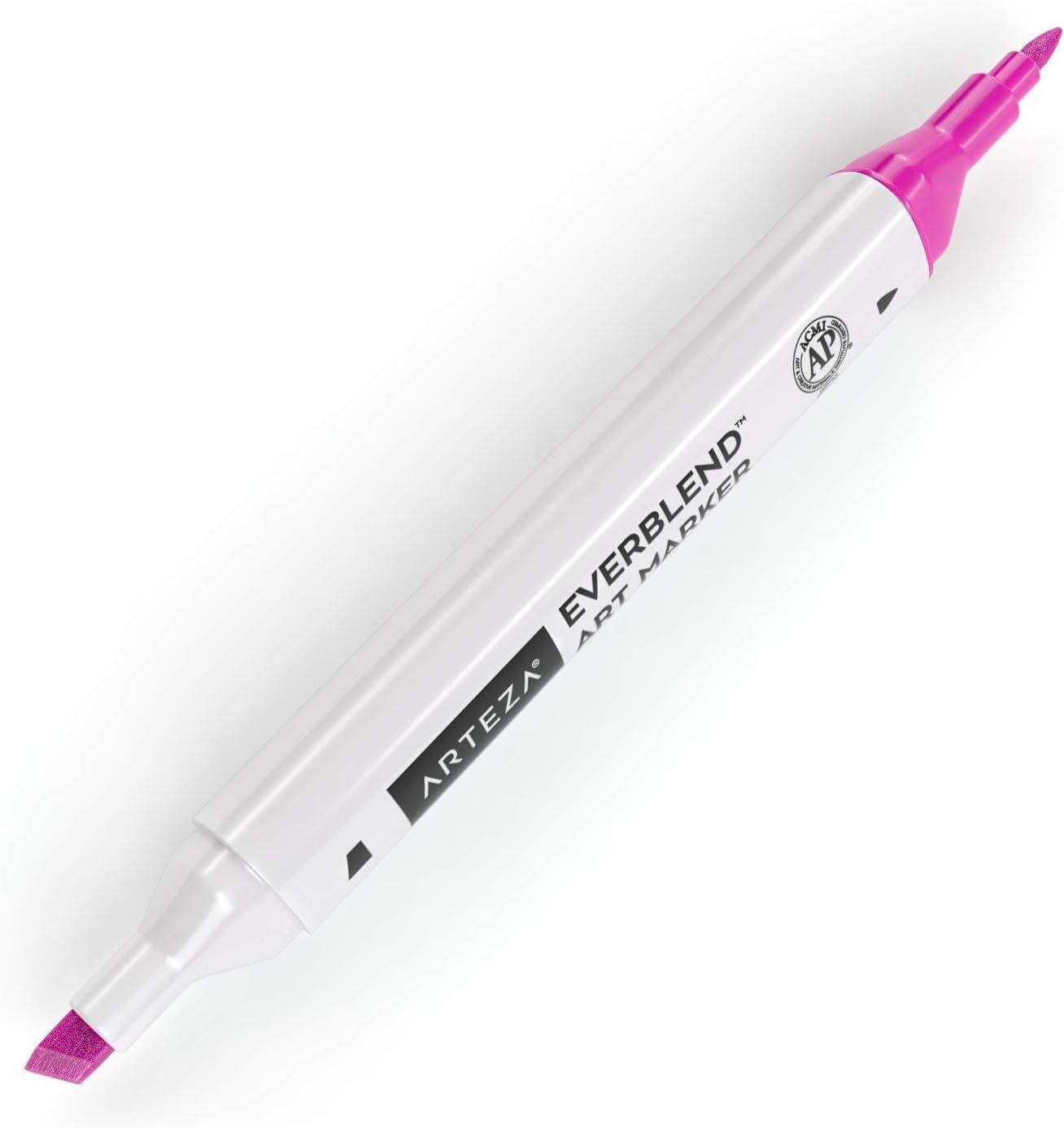 imageArteza EverBlend Art Markers Fluorescent Coral A302 Set of 4 Alcohol Based Sketch Markers with Dual Tips Fine and Broad Chisel for Painting Coloring Sketching and DrawingHot Pink A4887 Set of 4