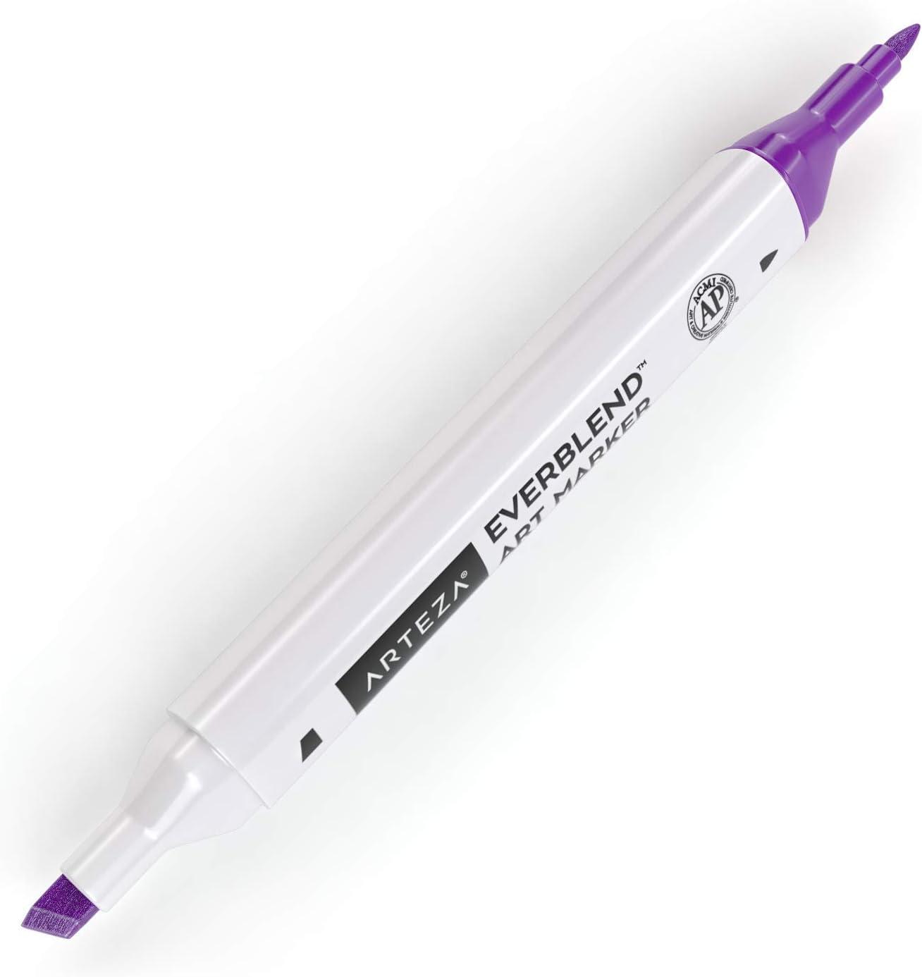 imageArteza EverBlend Art Markers Fluorescent Coral A302 Set of 4 Alcohol Based Sketch Markers with Dual Tips Fine and Broad Chisel for Painting Coloring Sketching and DrawingViolet A881 Set of 4