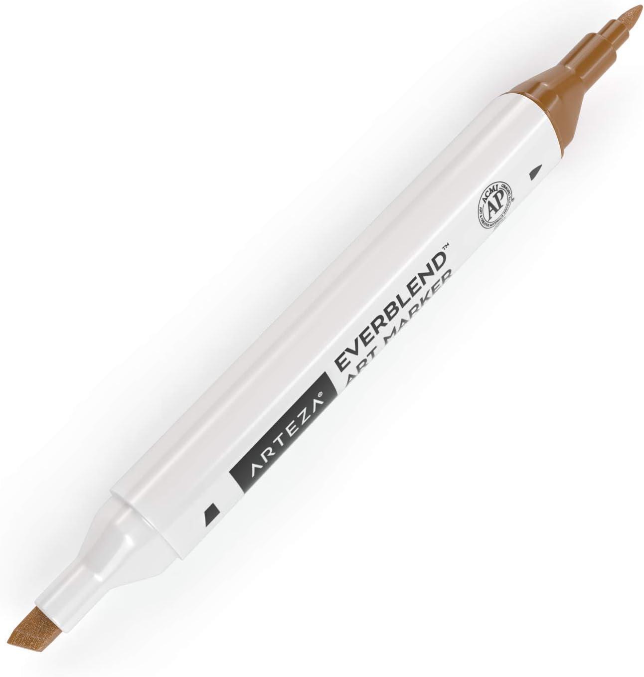 imageArteza EverBlend Art Markers Fluorescent Coral A302 Set of 4 Alcohol Based Sketch Markers with Dual Tips Fine and Broad Chisel for Painting Coloring Sketching and DrawingCaramel Brown A629