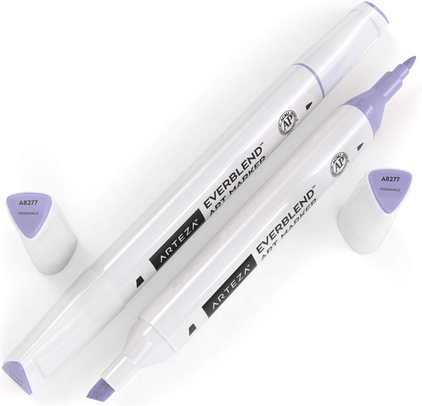 imageArteza EverBlend Art Markers Fluorescent Coral A302 Set of 4 Alcohol Based Sketch Markers with Dual Tips Fine and Broad Chisel for Painting Coloring Sketching and DrawingPeriwinkle A8277 Set of 4