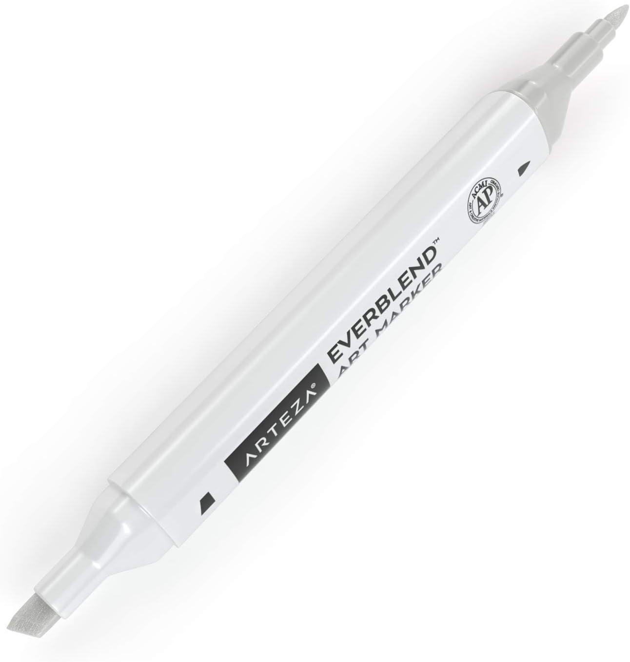 imageArteza EverBlend Art Markers Fluorescent Coral A302 Set of 4 Alcohol Based Sketch Markers with Dual Tips Fine and Broad Chisel for Painting Coloring Sketching and DrawingSea Salt Gray A640