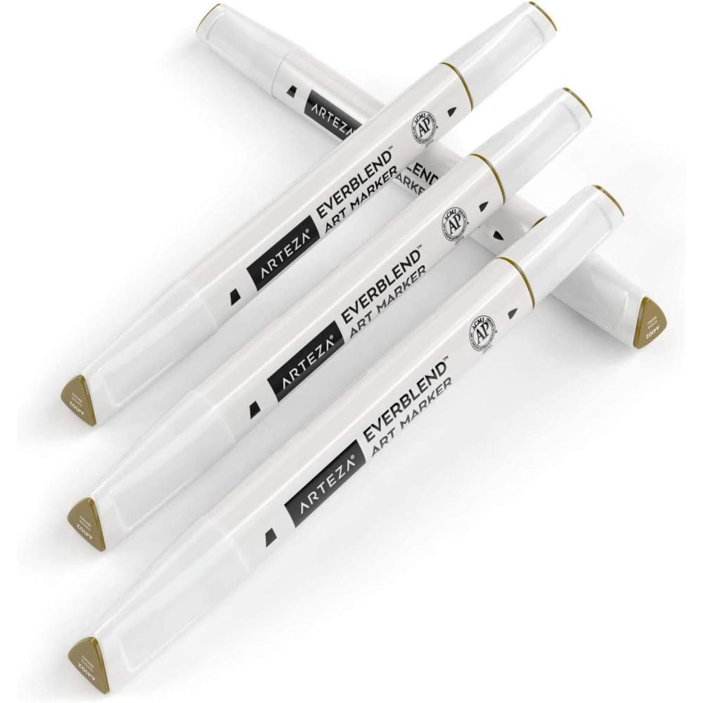 imageArteza EverBlend Art Markers Fluorescent Coral A302 Set of 4 Alcohol Based Sketch Markers with Dual Tips Fine and Broad Chisel for Painting Coloring Sketching and DrawingCoyote Brown A4102 Set of 4