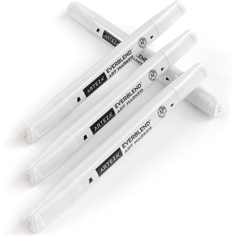 imageArteza EverBlend Art Markers Fluorescent Coral A302 Set of 4 Alcohol Based Sketch Markers with Dual Tips Fine and Broad Chisel for Painting Coloring Sketching and DrawingClear Blender A0 Set of 4