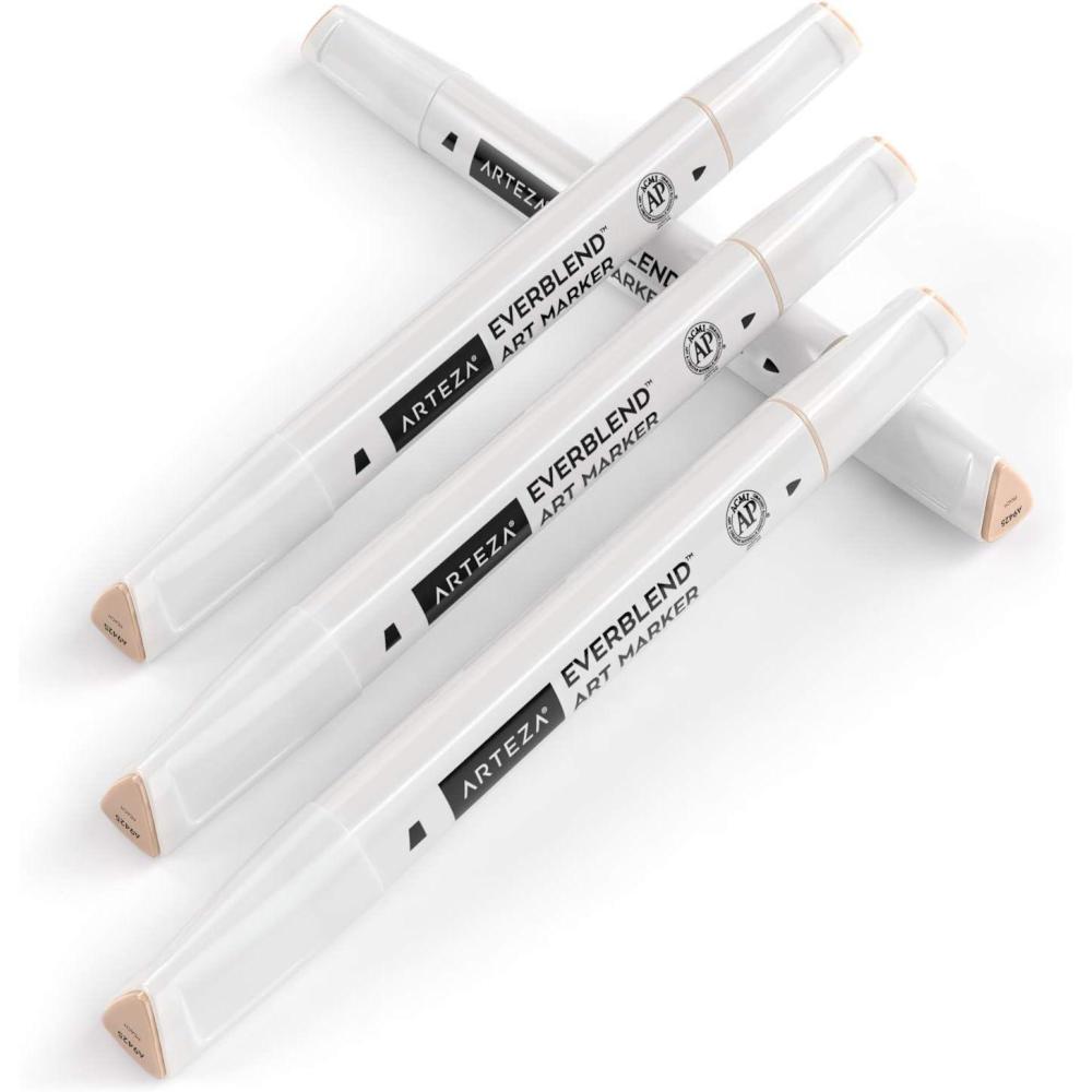 imageArteza EverBlend Art Markers Fluorescent Coral A302 Set of 4 Alcohol Based Sketch Markers with Dual Tips Fine and Broad Chisel for Painting Coloring Sketching and DrawingPeach A9425 Set of 4