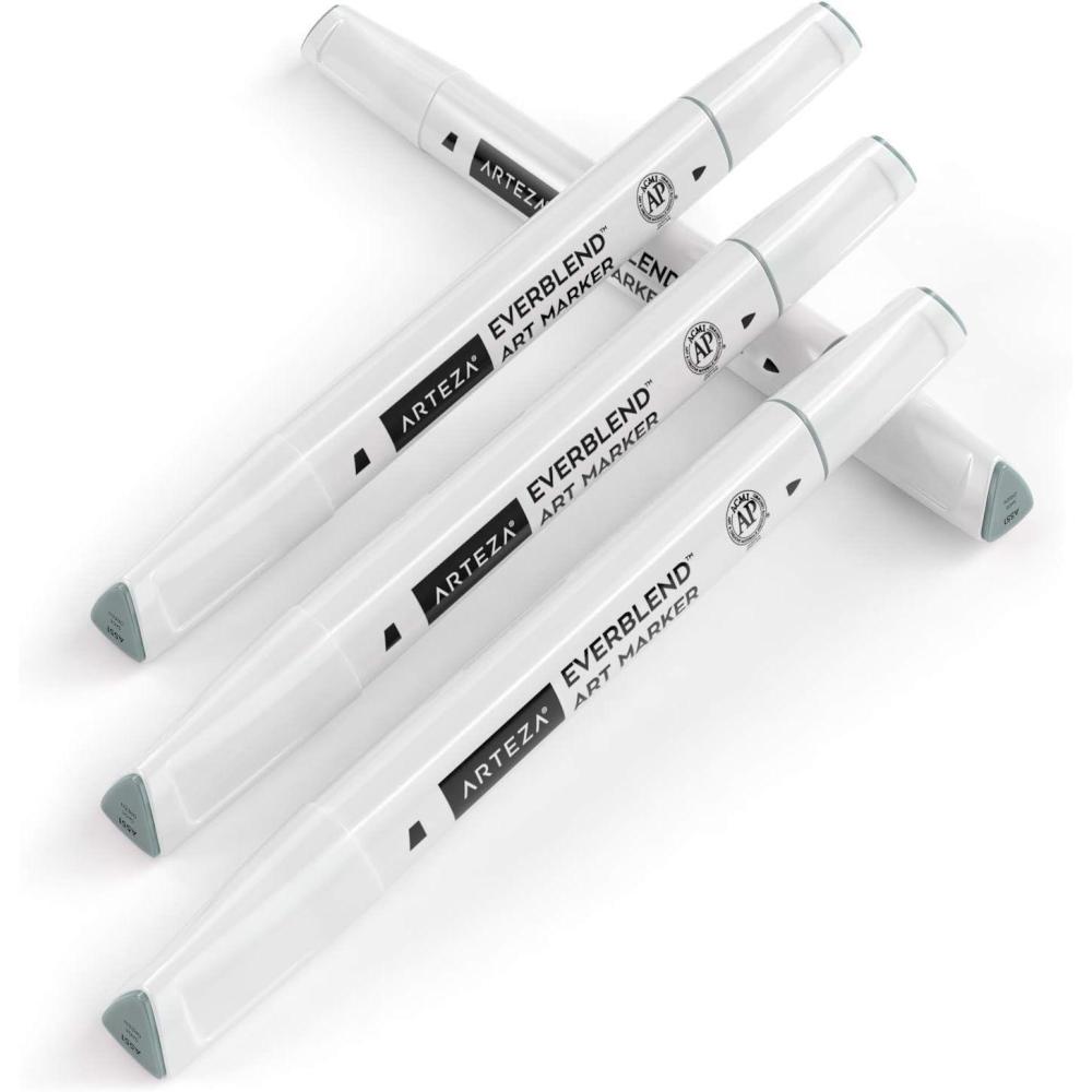 imageArteza EverBlend Art Markers Fluorescent Coral A302 Set of 4 Alcohol Based Sketch Markers with Dual Tips Fine and Broad Chisel for Painting Coloring Sketching and DrawingSage Green A551 Set of 4