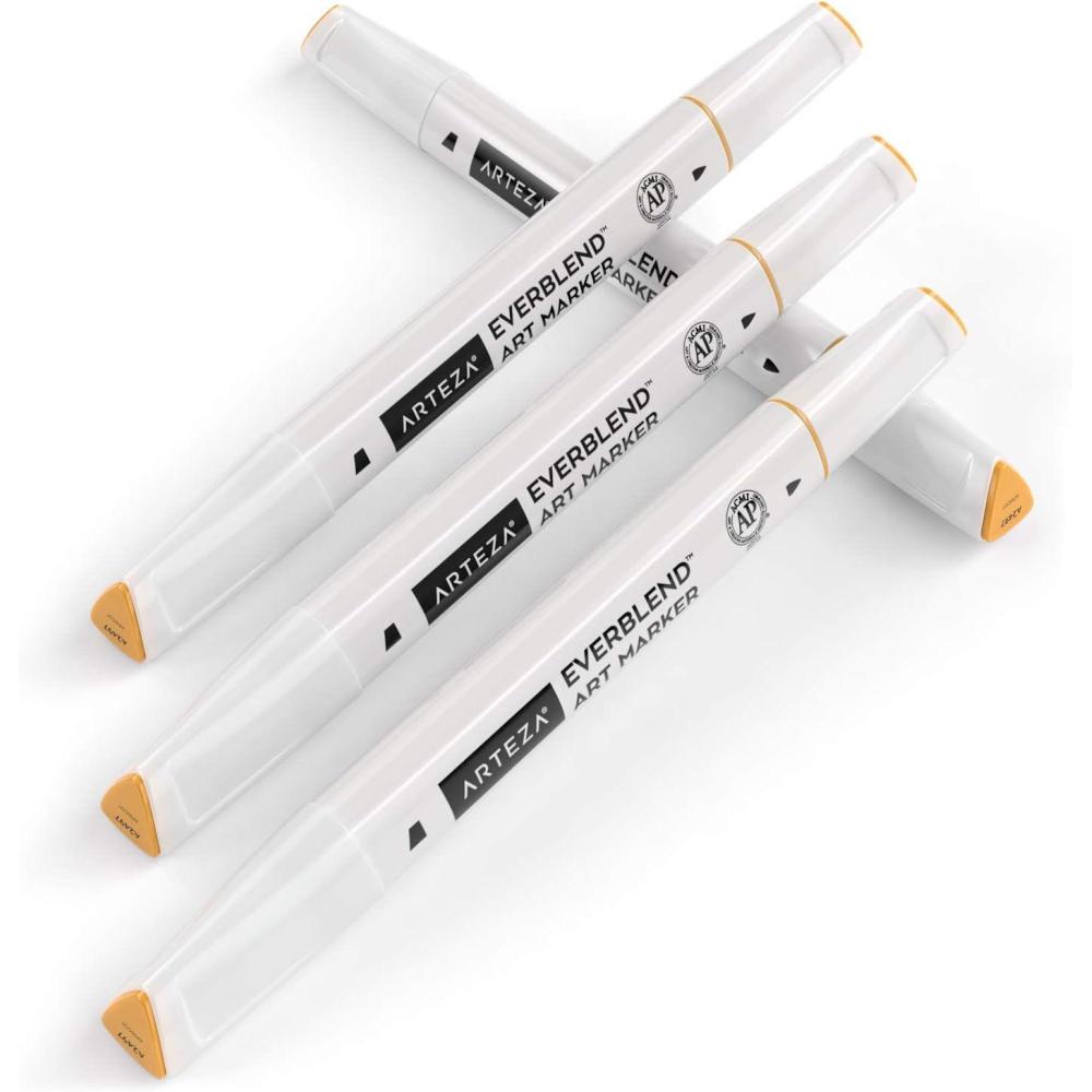 imageArteza EverBlend Art Markers Fluorescent Coral A302 Set of 4 Alcohol Based Sketch Markers with Dual Tips Fine and Broad Chisel for Painting Coloring Sketching and DrawingApricot A2497 Set of 4