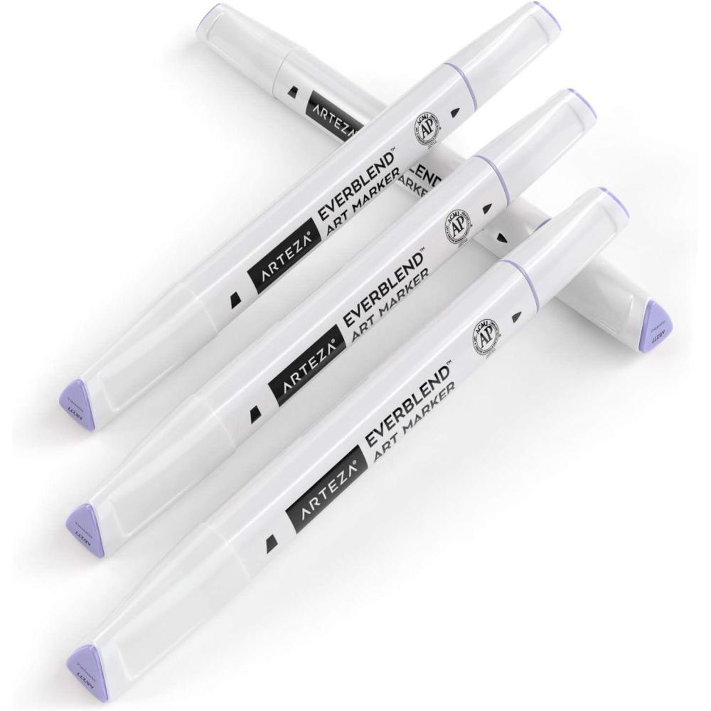 imageArteza EverBlend Art Markers Fluorescent Coral A302 Set of 4 Alcohol Based Sketch Markers with Dual Tips Fine and Broad Chisel for Painting Coloring Sketching and DrawingPeriwinkle A8277 Set of 4