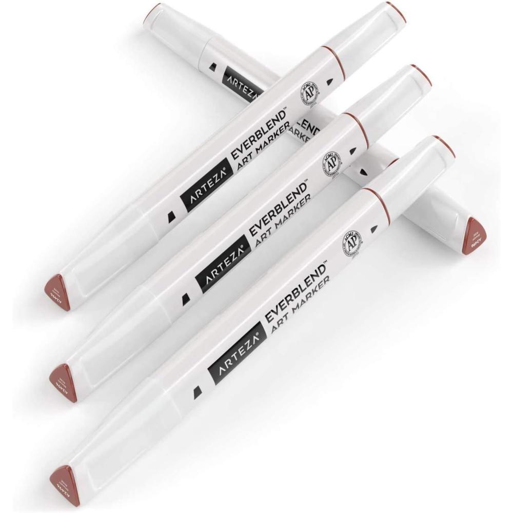 imageArteza EverBlend Art Markers Fluorescent Coral A302 Set of 4 Alcohol Based Sketch Markers with Dual Tips Fine and Broad Chisel for Painting Coloring Sketching and DrawingBrandy Rose A2496 Set of 4