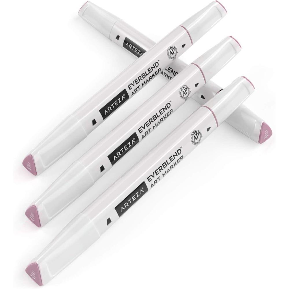 imageArteza EverBlend Art Markers Fluorescent Coral A302 Set of 4 Alcohol Based Sketch Markers with Dual Tips Fine and Broad Chisel for Painting Coloring Sketching and DrawingMuted Rose Pink A614