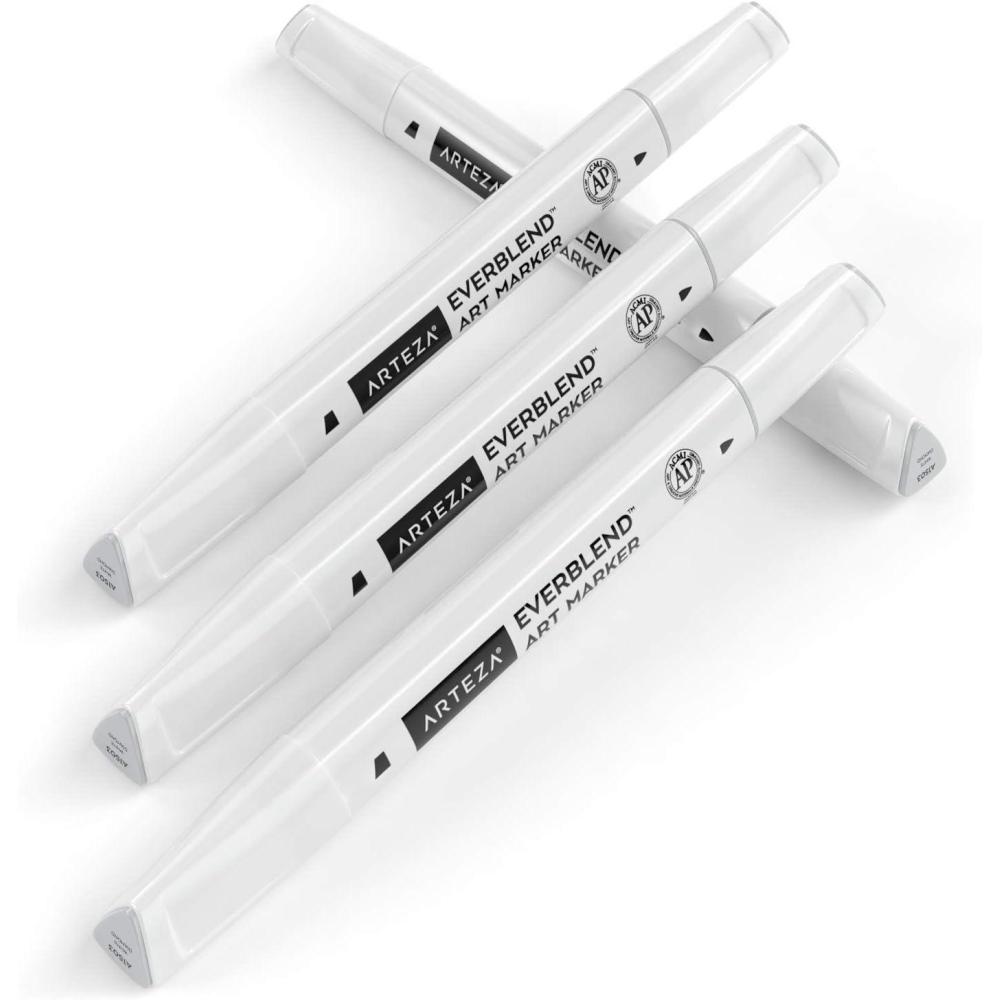 imageArteza EverBlend Art Markers Fluorescent Coral A302 Set of 4 Alcohol Based Sketch Markers with Dual Tips Fine and Broad Chisel for Painting Coloring Sketching and DrawingWhite Diamond A1503 Set of 4