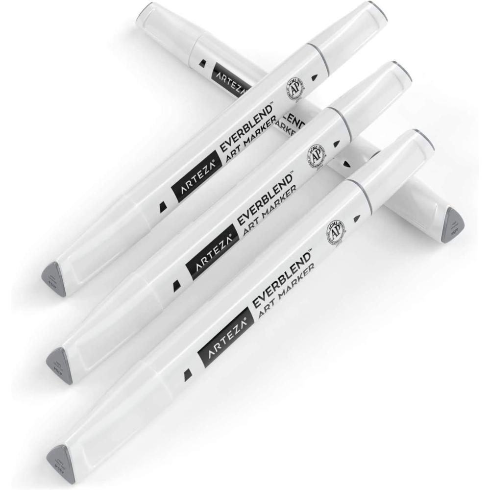 imageArteza EverBlend Art Markers Fluorescent Coral A302 Set of 4 Alcohol Based Sketch Markers with Dual Tips Fine and Broad Chisel for Painting Coloring Sketching and DrawingDolphin Gray A154 Set of 4