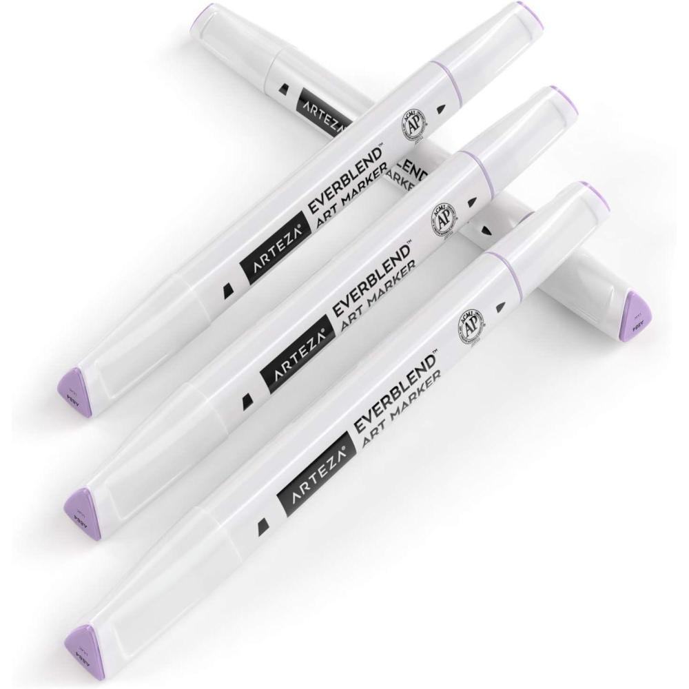 imageArteza EverBlend Art Markers Fluorescent Coral A302 Set of 4 Alcohol Based Sketch Markers with Dual Tips Fine and Broad Chisel for Painting Coloring Sketching and DrawingLilac A884 Set of 4