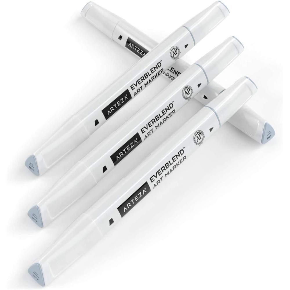 imageArteza EverBlend Art Markers Fluorescent Coral A302 Set of 4 Alcohol Based Sketch Markers with Dual Tips Fine and Broad Chisel for Painting Coloring Sketching and DrawingPowder Blue A253 Set of 4