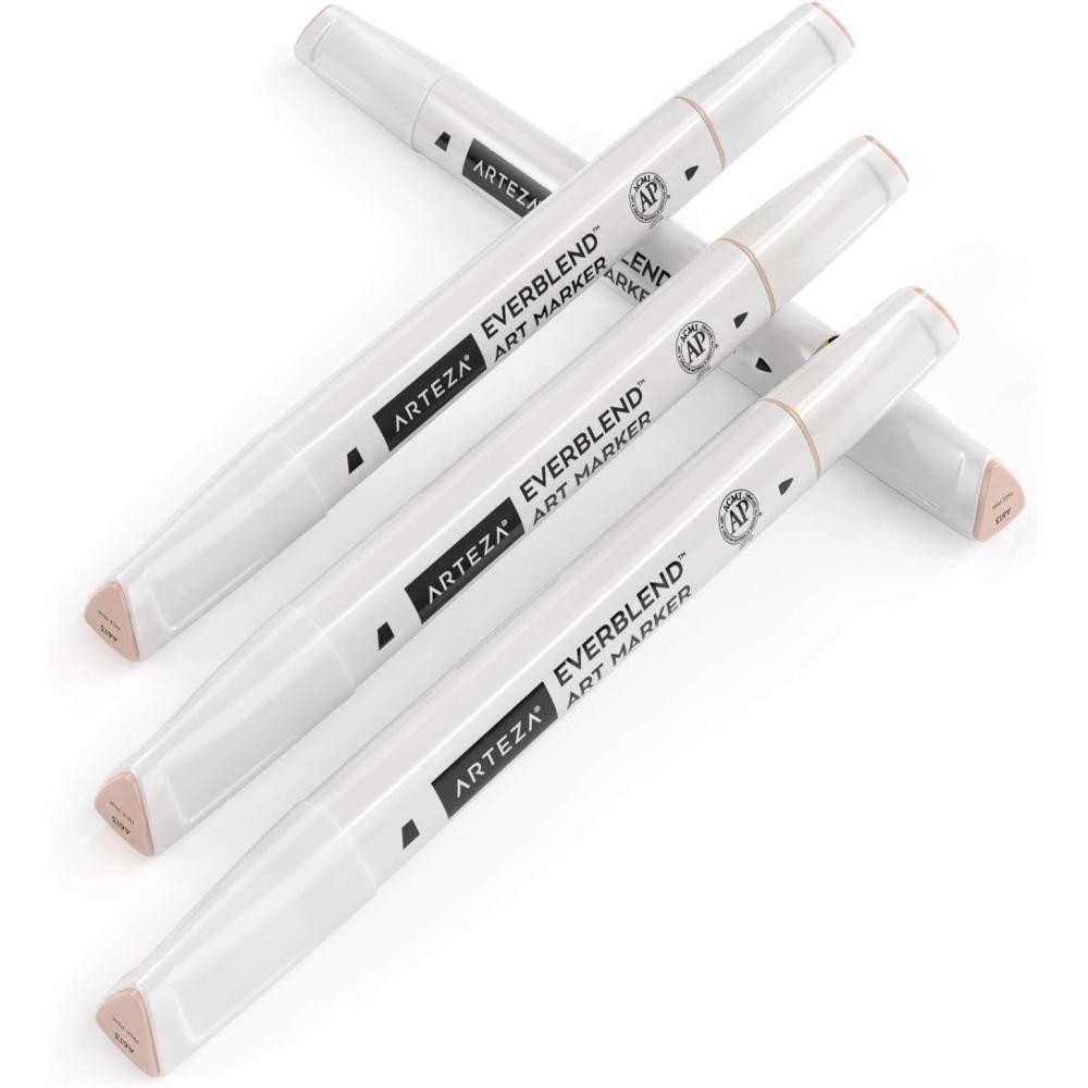imageArteza EverBlend Art Markers Fluorescent Coral A302 Set of 4 Alcohol Based Sketch Markers with Dual Tips Fine and Broad Chisel for Painting Coloring Sketching and DrawingPale Pink A613