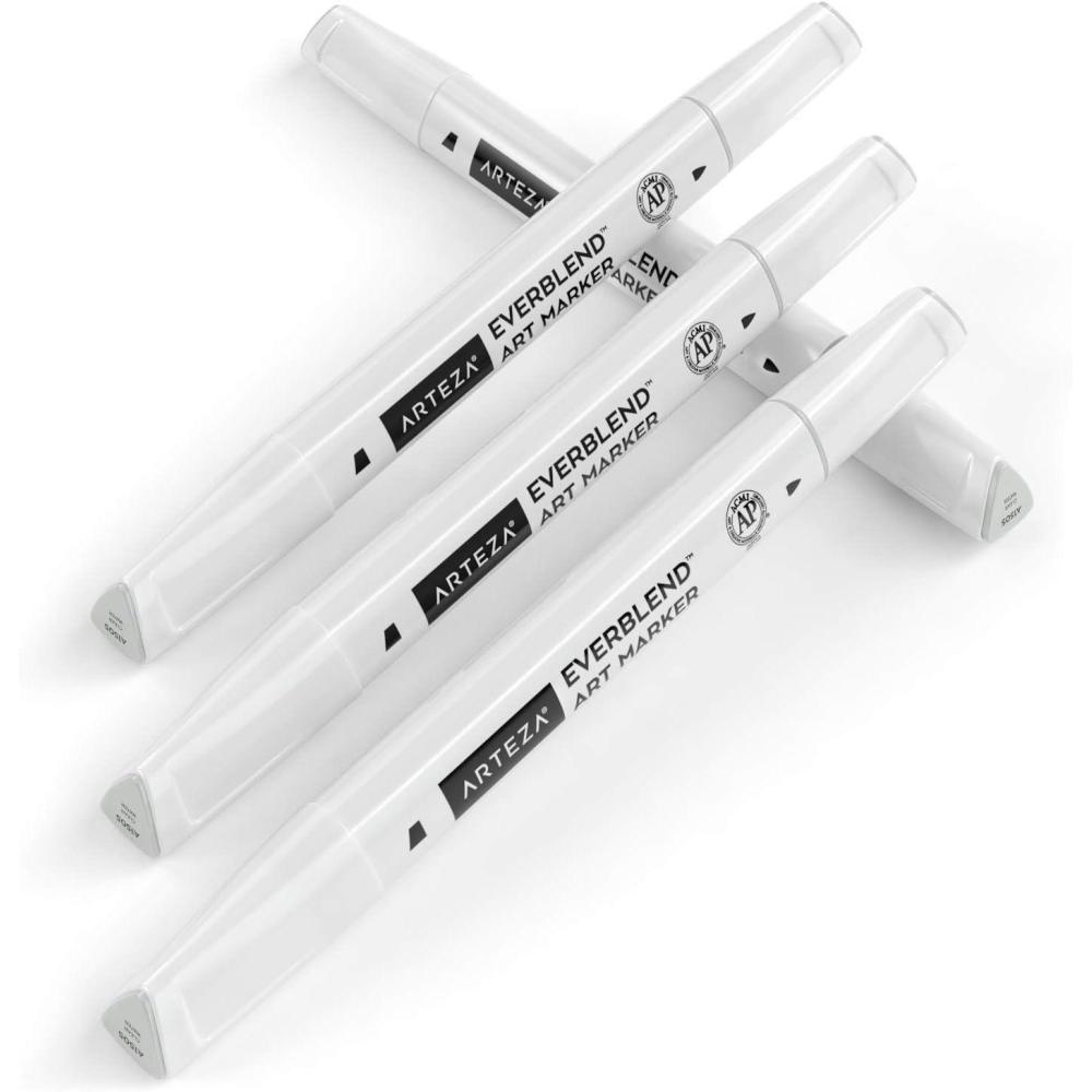 imageArteza EverBlend Art Markers Fluorescent Coral A302 Set of 4 Alcohol Based Sketch Markers with Dual Tips Fine and Broad Chisel for Painting Coloring Sketching and DrawingClear Water A1505 Set of 4
