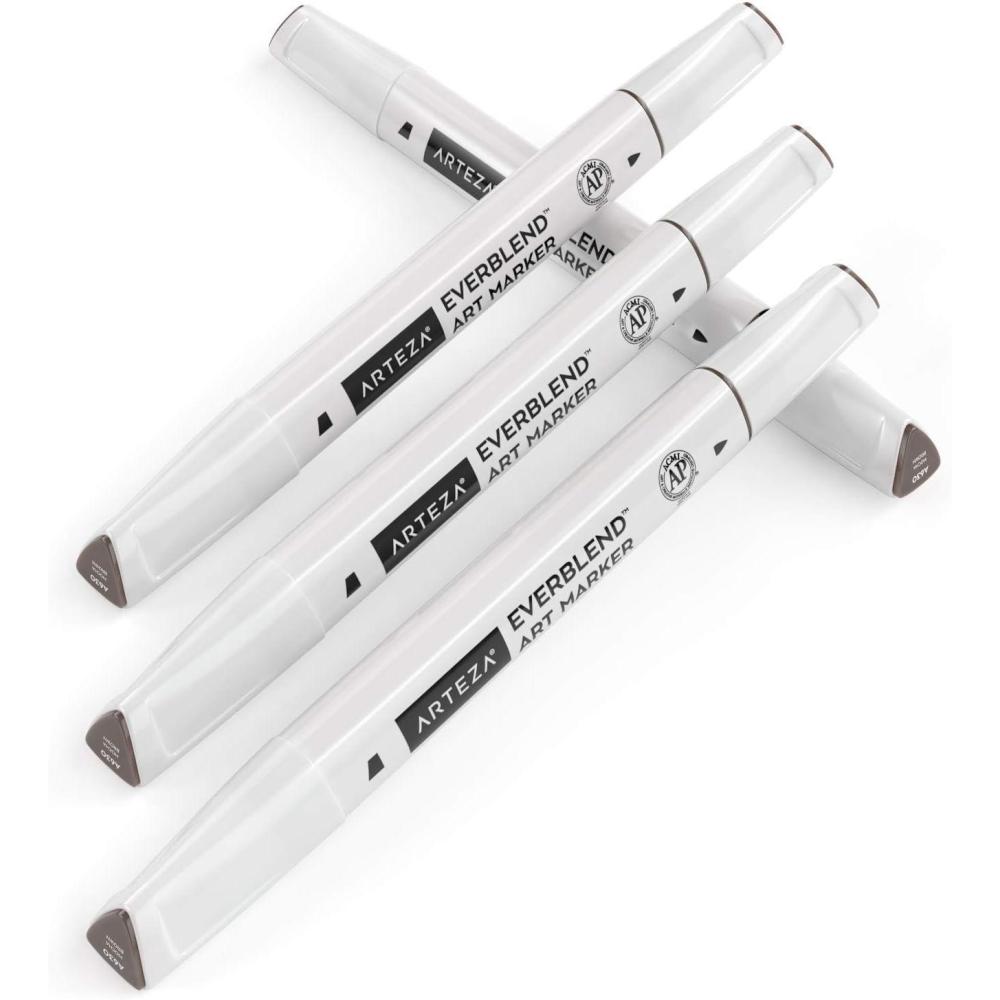 imageArteza EverBlend Art Markers Fluorescent Coral A302 Set of 4 Alcohol Based Sketch Markers with Dual Tips Fine and Broad Chisel for Painting Coloring Sketching and DrawingMocha Brown A630