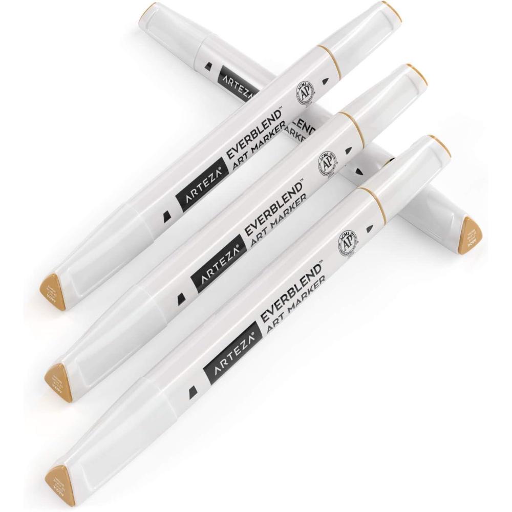 imageArteza EverBlend Art Markers Fluorescent Coral A302 Set of 4 Alcohol Based Sketch Markers with Dual Tips Fine and Broad Chisel for Painting Coloring Sketching and DrawingDulce De Leche Brown A624