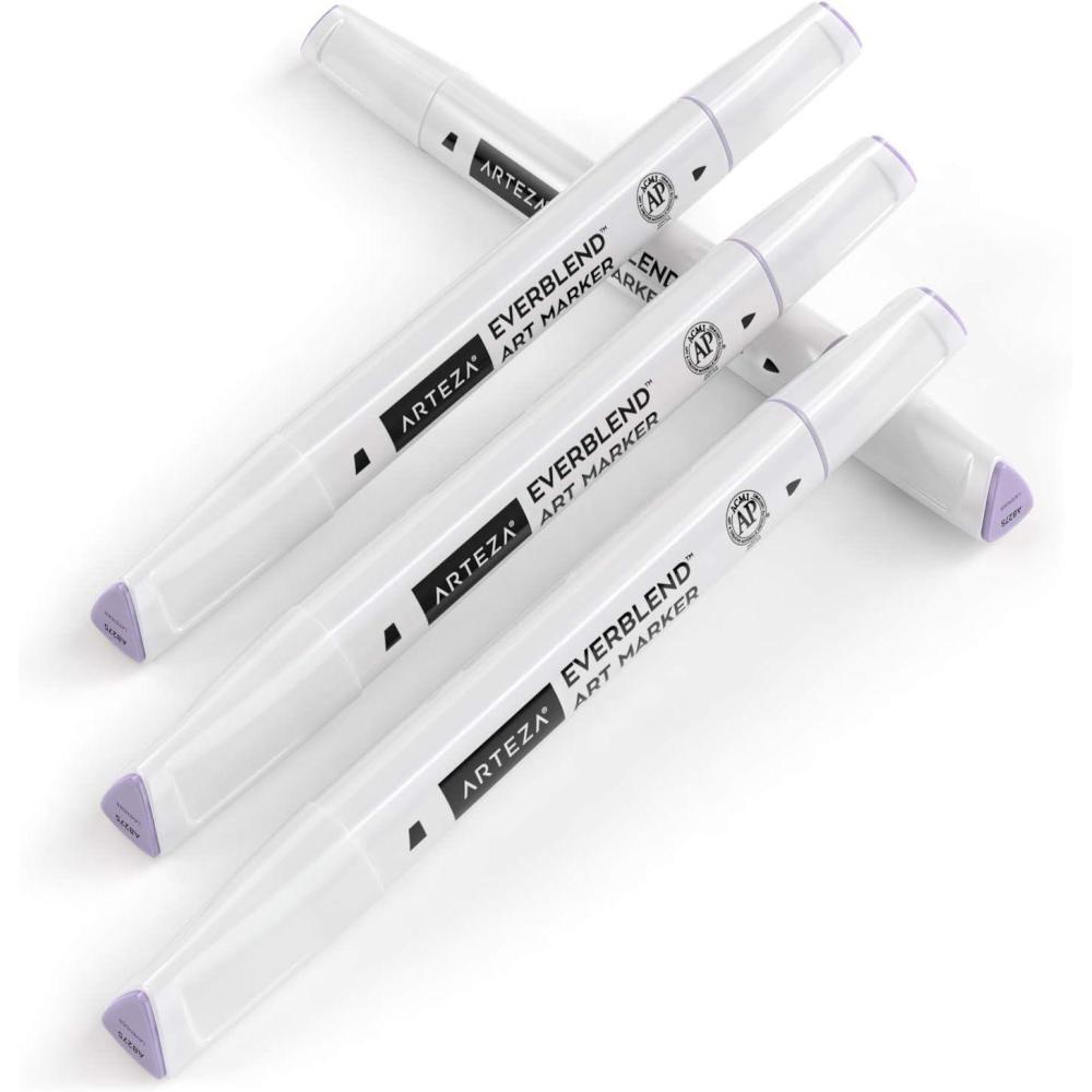 imageArteza EverBlend Art Markers Fluorescent Coral A302 Set of 4 Alcohol Based Sketch Markers with Dual Tips Fine and Broad Chisel for Painting Coloring Sketching and DrawingLavender A8275 Set of 4
