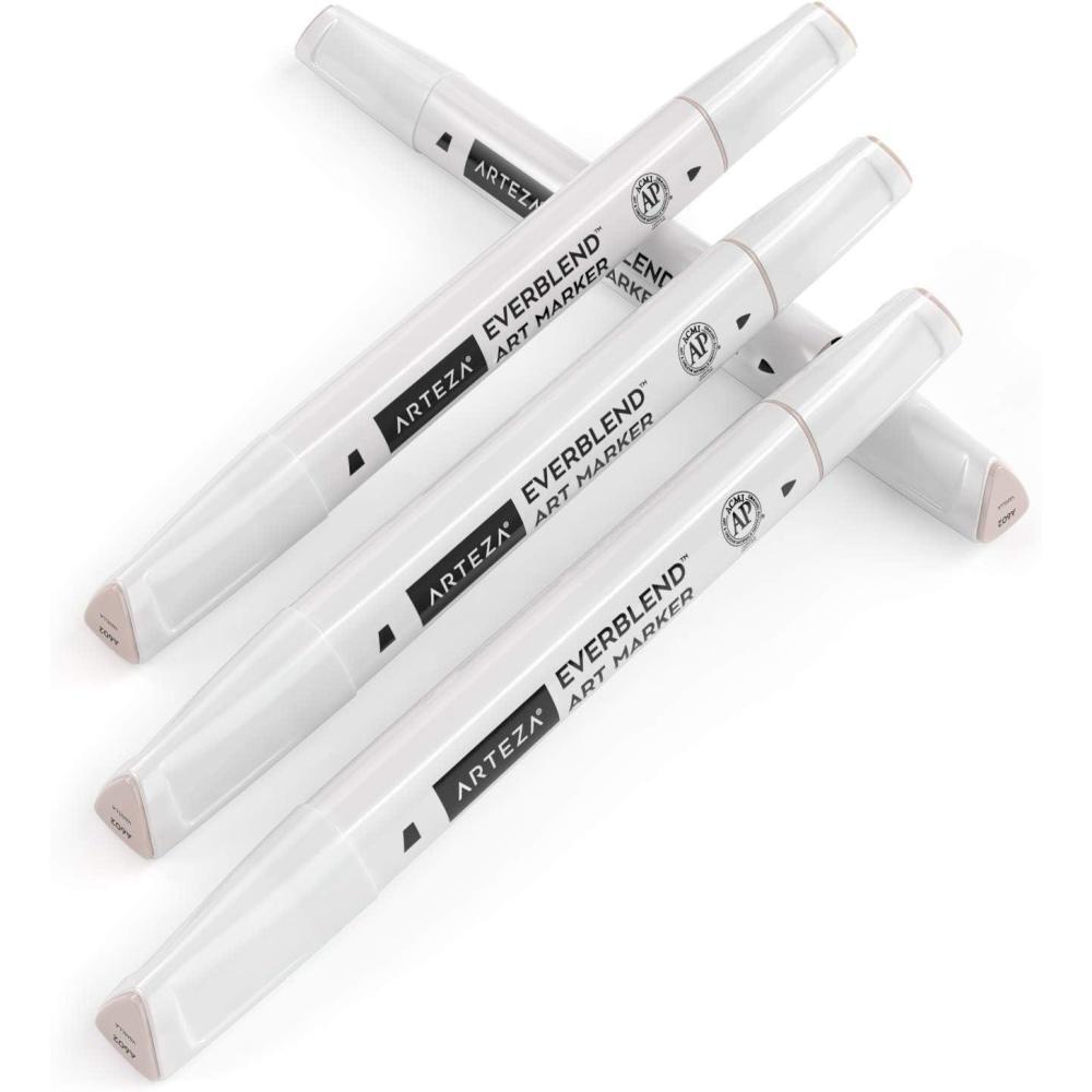 imageArteza EverBlend Art Markers Fluorescent Coral A302 Set of 4 Alcohol Based Sketch Markers with Dual Tips Fine and Broad Chisel for Painting Coloring Sketching and DrawingVanilla A602