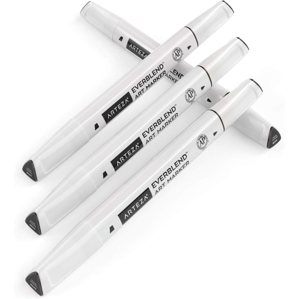 imageArteza EverBlend Art Markers Fluorescent Coral A302 Set of 4 Alcohol Based Sketch Markers with Dual Tips Fine and Broad Chisel for Painting Coloring Sketching and DrawingEspresso Brown A628
