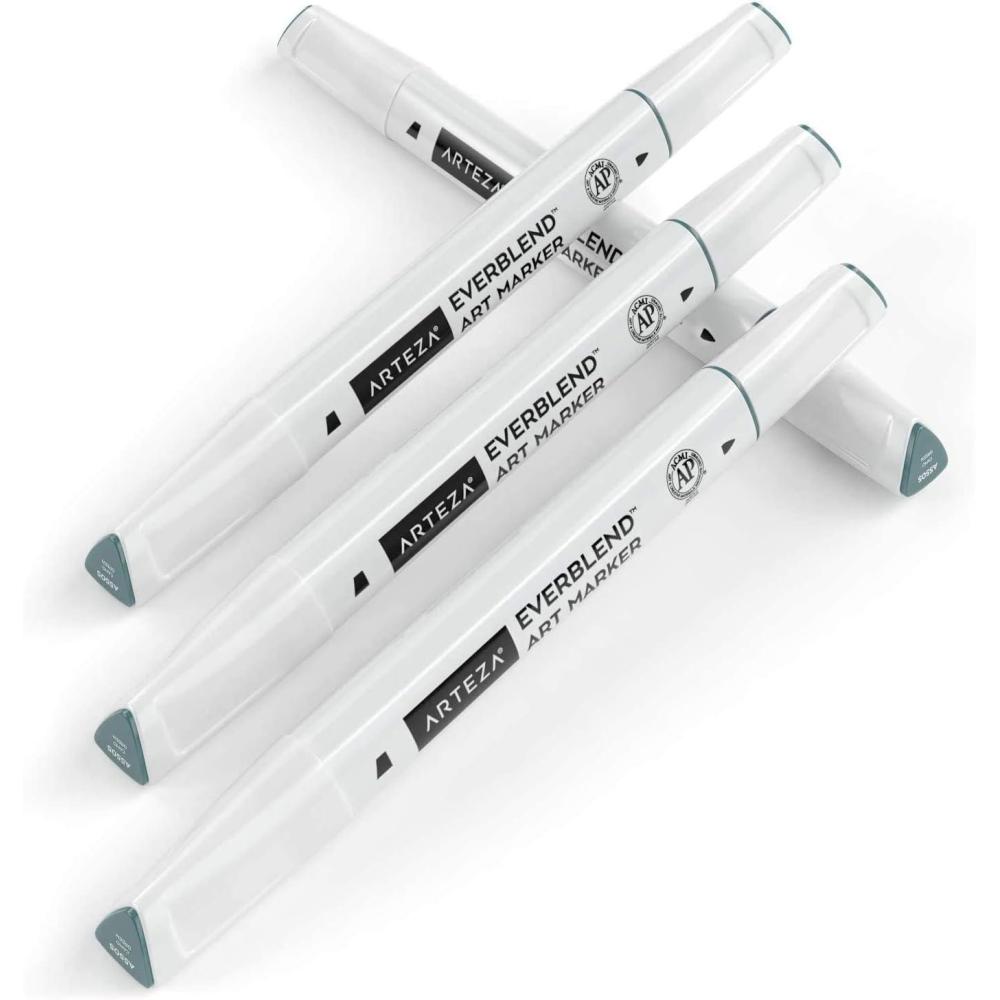 imageArteza EverBlend Art Markers Fluorescent Coral A302 Set of 4 Alcohol Based Sketch Markers with Dual Tips Fine and Broad Chisel for Painting Coloring Sketching and DrawingCamo Green A5505 Set of 4
