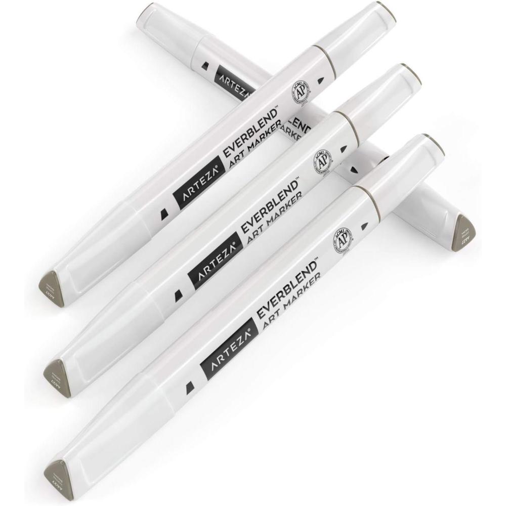 imageArteza EverBlend Art Markers Fluorescent Coral A302 Set of 4 Alcohol Based Sketch Markers with Dual Tips Fine and Broad Chisel for Painting Coloring Sketching and DrawingCoffee Brown A627