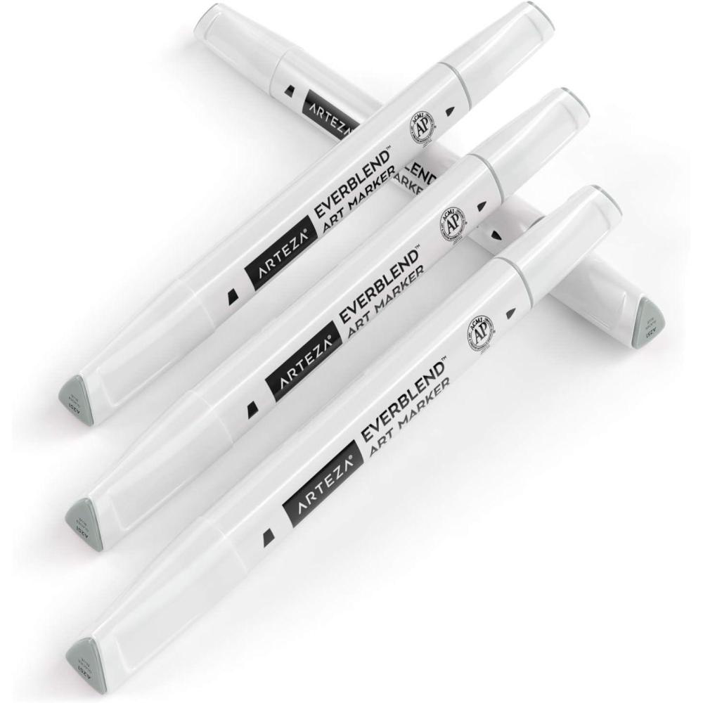 imageArteza EverBlend Art Markers Fluorescent Coral A302 Set of 4 Alcohol Based Sketch Markers with Dual Tips Fine and Broad Chisel for Painting Coloring Sketching and DrawingGlacier Blue A251 Set of 4