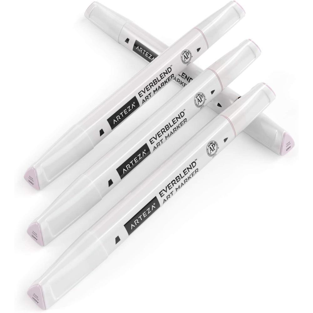 imageArteza EverBlend Art Markers Fluorescent Coral A302 Set of 4 Alcohol Based Sketch Markers with Dual Tips Fine and Broad Chisel for Painting Coloring Sketching and DrawingQuartz White A601