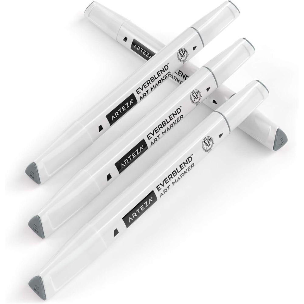imageArteza EverBlend Art Markers Fluorescent Coral A302 Set of 4 Alcohol Based Sketch Markers with Dual Tips Fine and Broad Chisel for Painting Coloring Sketching and DrawingKoala Gray A155 Set of 4