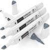 Arteza EverBlend Art Markers Fluorescent Coral A302 (Set of 4), Alcohol Based Sketch Markers with Dual Tips (Fine and Broad Chisel) for Painting, Coloring, Sketching and Drawing(Storm Gray A156 (Set of 4))